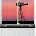 thumbnail image 1 of Ambesonne Windmill Kitchen Curtains, Dreamy Western Sunset, 55"x39", Coral Lilac and Black, 1 of 3