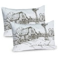 thumbnail image 1 of Ambesonne Windmill Pillow Sham 2 Pack, Rustic Farmhouse Barn, 36"x20", Dark Brown and White, 1 of 3
