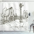 thumbnail image 1 of Ambesonne Windmill Shower Curtain, Rustic Farmhouse Barn, 69"Wx75"L, Dark Brown and White, 1 of 3