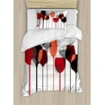 thumbnail image 1 of Ambesonne Wine Duvet Cover Set, Abstract Glasses, Twin, Red Grey Black, 1 of 3