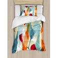 thumbnail image 1 of Ambesonne Wine Duvet Cover Sets, Modern Colorful Art, 2-Twin, Pale Blue Ruby Orange, 1 of 4