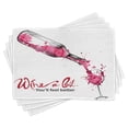 thumbnail image 1 of Ambesonne Wine Place Mats Set of 4, Inspirational Words Sketch, Standard Size, Pink Dark Coral Black, 1 of 6