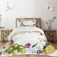 thumbnail image 1 of Ambesonne Wine Quilted Bedspread Set 2 Pcs, Watercolor Food Wine Frame, Twin Size, Multicolor, 1 of 5