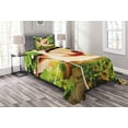 thumbnail image 1 of Ambesonne Wine Quilted Bedspread Set 2 Pcs, Wine Tasting Grapevine, Twin Size, Green Ruby Caramel, 1 of 3