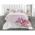 thumbnail image 1 of Ambesonne Wine Quilted Bedspread Set 3 Pcs, Grunge Abstract Framework, King Size, Lilac and White, 1 of 5
