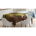 thumbnail image 1 of Ambesonne Wine Tablecloth Rectangular Table Cover, Famous Chianti Vineyard, 60"x84", Green Brown Pale Blue, 1 of 4