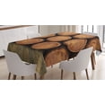 thumbnail image 1 of Ambesonne Wine Tablecloth Rectangular Table Cover, Wall of Wooden Barrels, 52"x70", Brown, 1 of 3