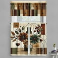 thumbnail image 1 of Ambesonne Wine Themed Valance & Curtain 3 Pcs Set, Rustic Rectangles Boho, 55"x45", Caramel Burgundy Green, 1 of 7