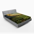 thumbnail image 1 of Ambesonne Winery Fitted Sheet, France Sunset Vineyard, Queen Size, Green Yellow Grey, 1 of 3