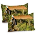 thumbnail image 1 of Ambesonne Winery Pillow Sham 2 Pack, Bottle Grapes Sunset, 36"x20", Green Orange, 1 of 3