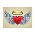 thumbnail image 1 of Ambesonne Wings Print Jigsaw Puzzle, Doodle Heart with Love, Heirloom-Quality Fun Activity for Family Durable Cardboard, 1000 pcs, Pale Azure Blue and Scarlet, 1 of 5
