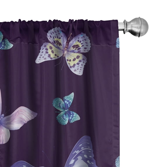 Ambesonne Wings of Spring Curtains, Art Dream Butterfly, Pair of 28"x84", Quartz Soft Blue Lilac
