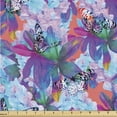 thumbnail image 1 of Ambesonne Wings of Spring Fabric by the Yard Upholstery, Colorful Peony Iris, 3 Yards, Aqua Multicolor, 1 of 1