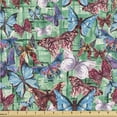 thumbnail image 1 of Ambesonne Wings of Spring Fabric by the Yard Upholstery, Colorful Butterfly, 1 Yard, Shamrock Green Redwood, 1 of 1