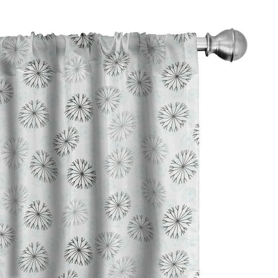 Ambesonne Winter 4-Panel Curtains, Abstract Neutral Snowflakes, 56"x84", Taupe Blue