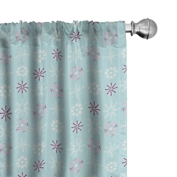 Ambesonne Winter 4-Panel Curtains, Aquatic Snowflake Shapes, 56"x95", Pale Blue and White