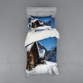 thumbnail image 1 of Ambesonne Winter Bedding Set 3 Pcs, Houses Austria Mountains, Twin, Brown Blue White, 1 of 2