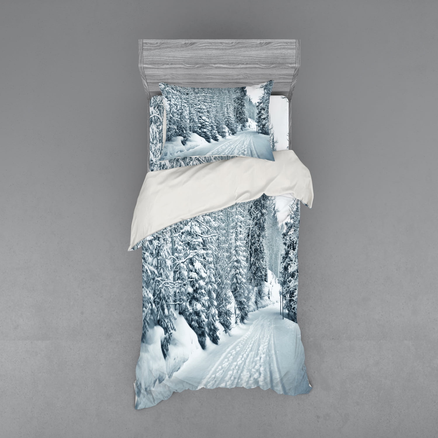 Winter Snowy Road Twin XL Duvet Cover Set