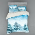 thumbnail image 1 of Ambesonne Winter Bedding Set 4 Pcs, Fir Trees Mountainside, Queen, Blue White, 1 of 2