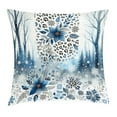 thumbnail image 1 of Ambesonne Winter Blue Throw Pillow Cushion Cover, Frosty Flowers Leopard, 26" X 26", Slate Blue Pale Tan and White, 1 of 2