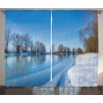 thumbnail image 1 of Ambesonne Winter Curtains 2 Panel Set, Freezing Weather Sky, 108" x 84", Blue White Brown, 1 of 3