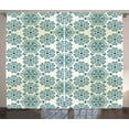 thumbnail image 1 of Ambesonne Winter Curtains 2 Panel Set, Mandala Style, 108" x 84", Teal Cream, 1 of 3