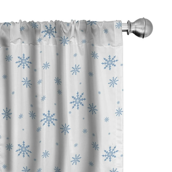 Ambesonne Winter Curtains, Cold December Frost, Pair of 28"x95", Blue White