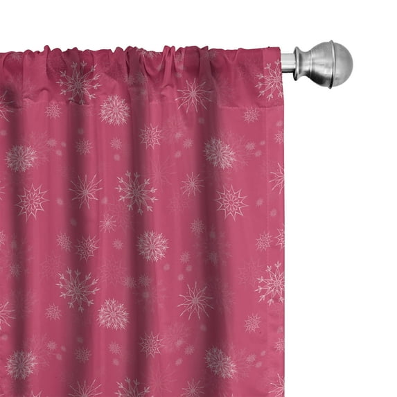 Ambesonne Winter Curtains, Gentle Snow Feminine, Pair of 28"x95", Pink White