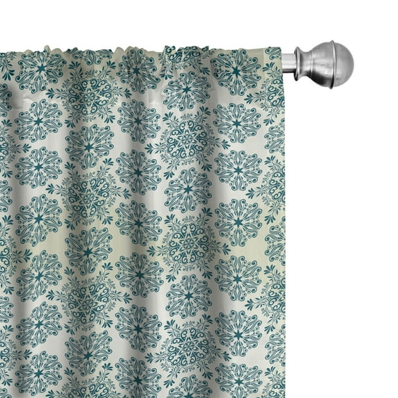 Ambesonne Winter Curtains, Mandala Style, Pair of 28"x63", Teal Cream