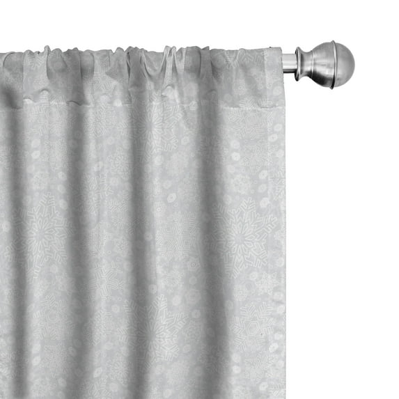 Ambesonne Winter Curtains, Ornate Flakes, Pair of 28"x95", Grey White