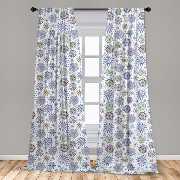 Ambesonne Winter Curtains, Pastel Floral Blizzard, Pair of 28"x63", Multicolor