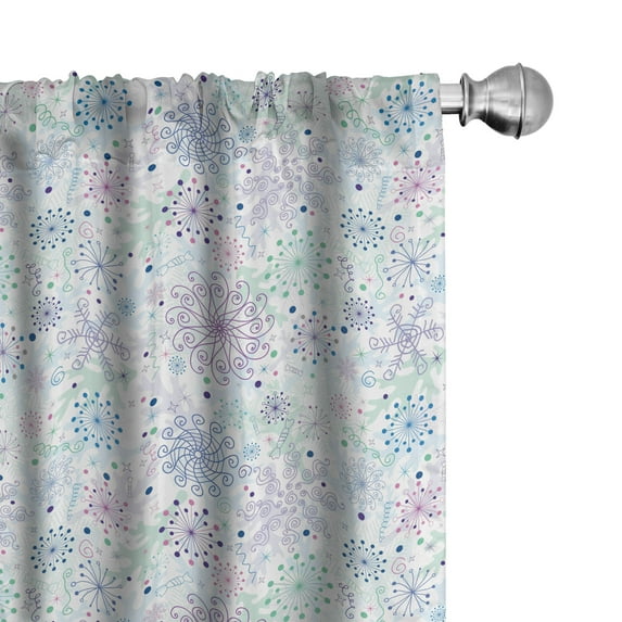 Ambesonne Winter Curtains, Pastel Snowflakes Joyful, Pair of 28"x84", Blue Green Lavender
