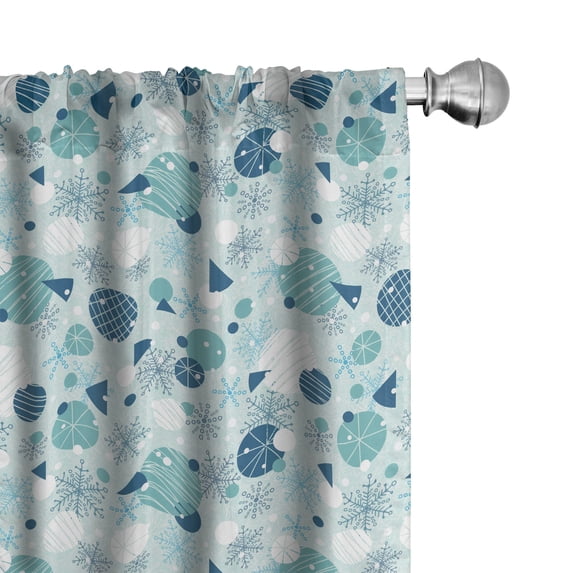 Ambesonne Winter Curtains, Snowflakes Circles Dots Art, Pair of 28"x84", Dark Turquoise and Pale Teal