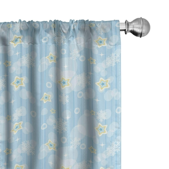 Ambesonne Winter Curtains, Soft Stars, Pair of 28"x84", Pale Blue Yellow White