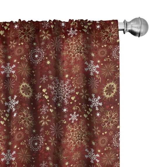 Ambesonne Winter Curtains, Vintage Xmas, Pair of 28"x95", Vermilion Yellow White