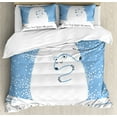 thumbnail image 1 of Ambesonne Winter Duvet Cover Set, Polar Bear Mother, 2-Calking, White Blue, 1 of 7