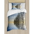 thumbnail image 1 of Ambesonne Winter Duvet Cover Sets, Frozen Lake in Nature, 2-Twin, Blue Brown, 1 of 4