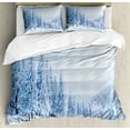 thumbnail image 1 of Ambesonne Winter Duvet Cover Sets, Snow Covered Mountain Valley, 2-Queen, Pale Blue, 1 of 2