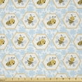 thumbnail image 1 of Ambesonne Winter Fabric by the Yard Microfiber, Cold Leaves and Bees Drawing, 10 Yards, Mustard Peach Soft Blue, 1 of 2