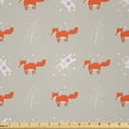 thumbnail image 1 of Ambesonne Winter Fabric by the Yard Microfiber, Forest Animals Having Fun, 2 Yards, Pearl and Vermilion, 1 of 2