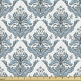 thumbnail image 1 of Ambesonne Winter Fabric by the Yard Upholstery, Classical Floral Damask, 2 Yards, Pale Blue White Grey, 1 of 4