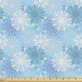 thumbnail image 1 of Ambesonne Winter Fabric by the Yard Upholstery, Overlapping Snowflakes Art, 2 Yards, Blue Grey White Teal, 1 of 5