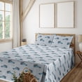 thumbnail image 1 of Ambesonne Winter Fitted & Flat Sheet with Shams 4 Pcs Set, Vintage Truck Xmas Tree Art, Full, Soft Blue and Dark Green, 1 of 5