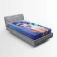 thumbnail image 1 of Ambesonne Winter Fitted Sheet, Fantasy Snow Queen, Twin XL Size, Violet Blue Pale Green, 1 of 2