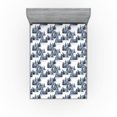 thumbnail image 1 of Ambesonne Winter Fitted Sheet, Pine Trees Snowy Forest Art, Full Size, Sea Blue Off White, 1 of 5