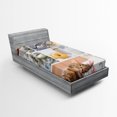 thumbnail image 1 of Ambesonne Winter Fitted Sheet, Snow Cat Coffee Donuts, Twin XL Size, Multicolor, 1 of 2