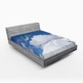 thumbnail image 1 of Ambesonne Winter Fitted Sheet, Snowboarder Mountaintop, Full Size, Blue White, 1 of 2