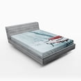 thumbnail image 1 of Ambesonne Winter Fitted Sheet, Snowy Bench Misty Path, Full Size, White, 1 of 3