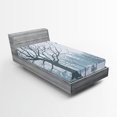thumbnail image 1 of Ambesonne Winter Fitted Sheet, Snowy Forest Trees Birds, Twin Size, Petrol Blue, 1 of 3