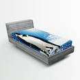 thumbnail image 1 of Ambesonne Winter Fitted Sheet, Snowy Frozen Season, Twin Size, Sky Blue White Black, 1 of 2